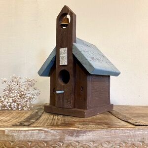 Rustic Wood Birdhouse Used Little Brown Church in the Vale 13” Tall Handmade